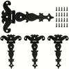 4pcs Heavy Duty T-Hinges - Vintage Black Decorative Metal Hinges for Barn Doors, Powder Coated, Screws Included, Easy Installation with Accessories