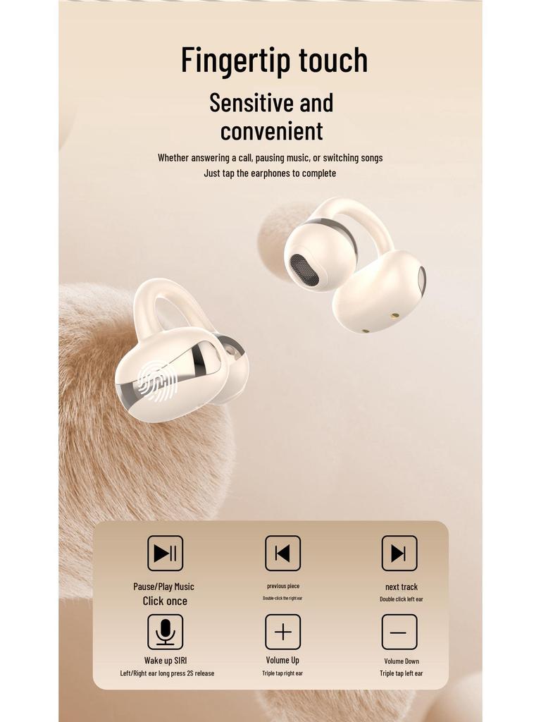 Huaqiangbei 2025 True Wireless Ear Clip Bluetooth Headphones - Ultra-Long Battery Life, Pain-Free Design.
