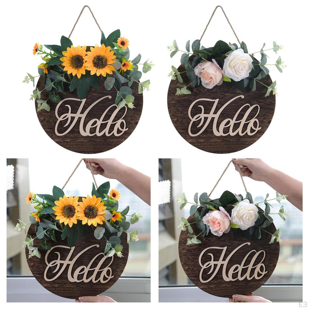 Flower Welcome Wreath Garland, Decorative Hanging Sign for Wedding