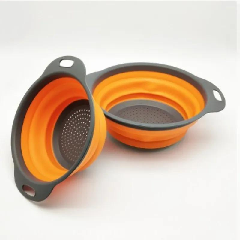 1/2pcs Folding Silicone Drain Basket Fruit Vegetable Washing Basket Foldable Strainer Colander Collapsible Drainer