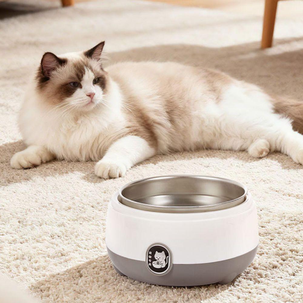 Stainless Steel Pet Heating Water Bowl Low Noise Energy-saving Constant Temperature Cat Bowl Large Capacity Removable