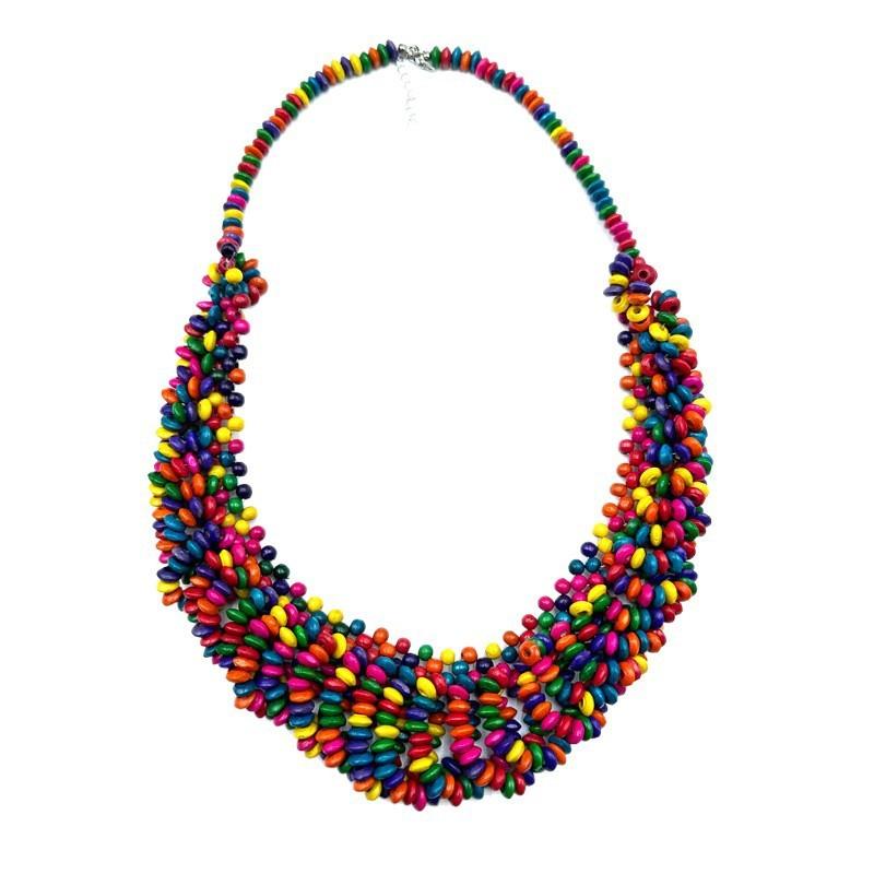 Colored Creative Wooden Bead Woven Necklace Neck Accessories For Gift Holiday