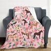 Horse Petal Flannel Throw Blanket Wild Animals Blanket Super Soft Warm Lightweight for Living Room Travel Sofa Couch Bed Blanket