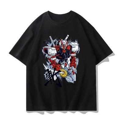 Mobile Suit Gundam Animations-Derivate Lockere Kurzarm-T-Shirts für Herren und Damen Sommer Mecha-Druck Freizeitkleidung