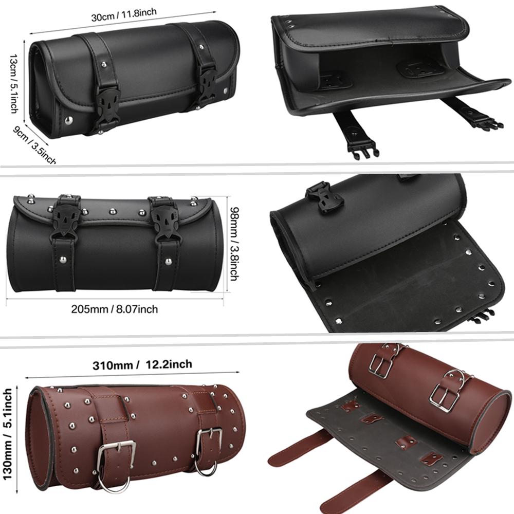 Motorsykkelveske Sadelvesker PU-skinn forgaffel Hale Verktøyveske Bagasje for Harley Chopper Bobber Cruiser Sportster XL 883 1200