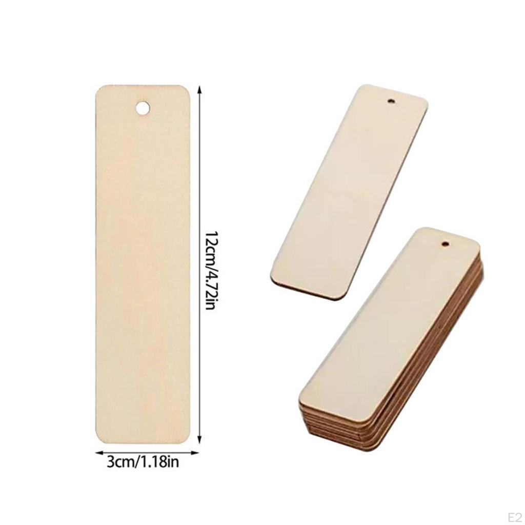 10 Pieces Unfinished Wooden Bookmarks Gift Tags for Presents Blank Wood Slices DIY Hand
