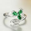 High-end Grandmother's Lucky Three Green Leaf Ring, Light Luxury, Simple, Versatile, Fashionable Open Ring for Women