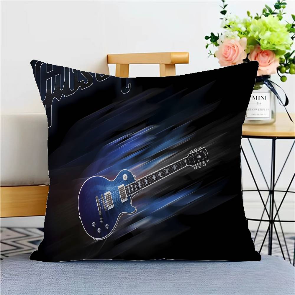 Funda de Cojín para Guitarra Fender Poliéster Cojines de Sofá Mantas Decorativas Funda de Almohada Decoración del Hogar