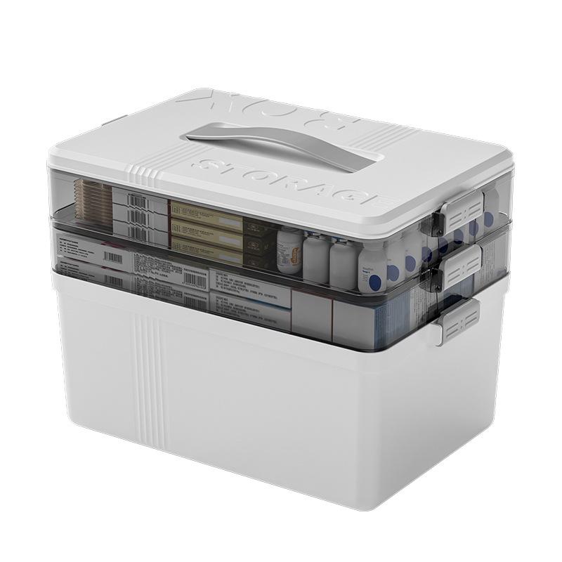 Portable Large-Capacity Multi-Layer Medical Storage Box for Family Use