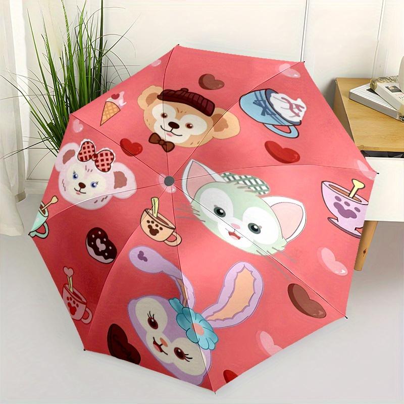 

Dessert Duffy and Friends Automatic Opening and Closing Umbrella, Lightweight 3-Fold, With Cute Cartoon, Suitable for Home, Outdoor and Daily
