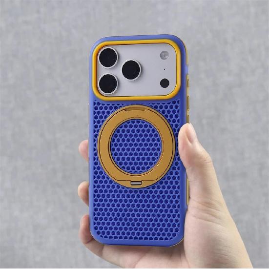Dissipation Heat Rotatable Holder Magnetic Bumper Case For iPhone 18 17 Pro Max 16 15 14 13 For Magsafe Hit Color Cover Shell