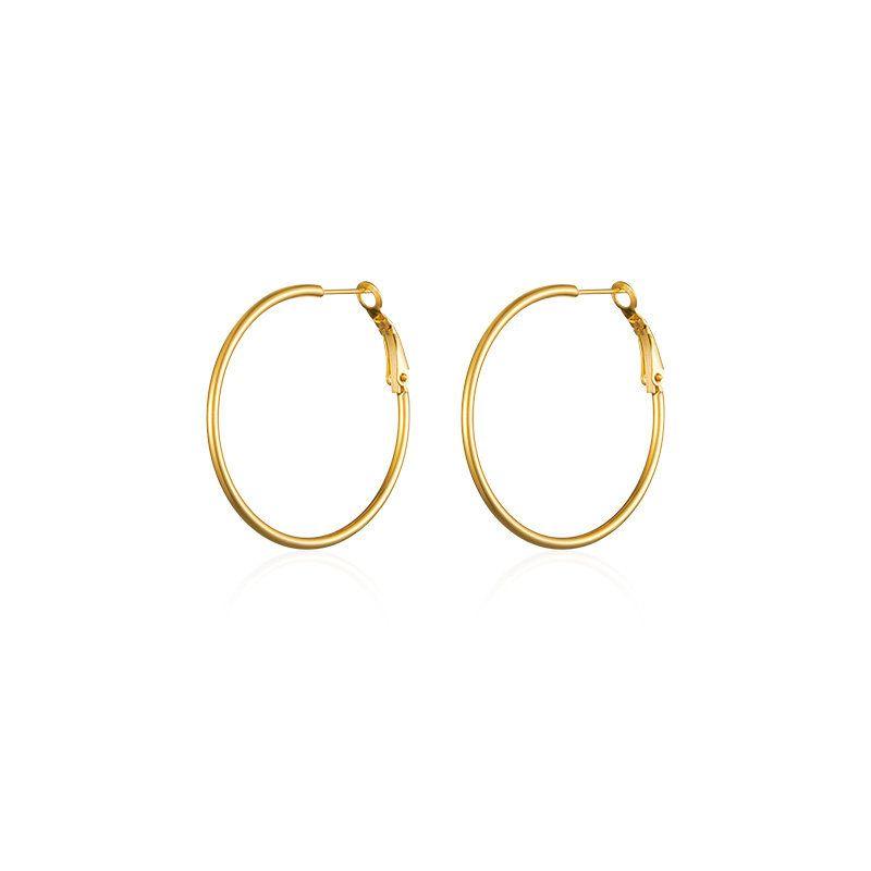 Laraine Yin Exaggerated Large round Titanium Steel Hook Earrings 40mm Gold