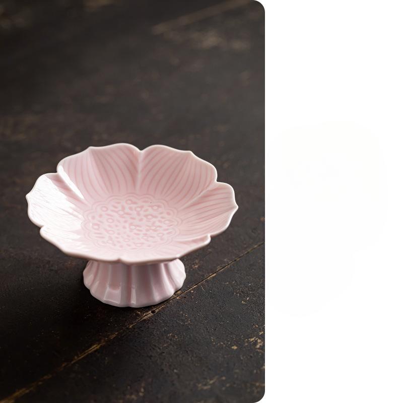 Čínská keramická mísa na ovoce na vysoké noze Zenová mísa na občerstvení pro Buddhu Talíř na pečivo Vynikající talíř na svačinu na vysoké noze Zásnubní talíř