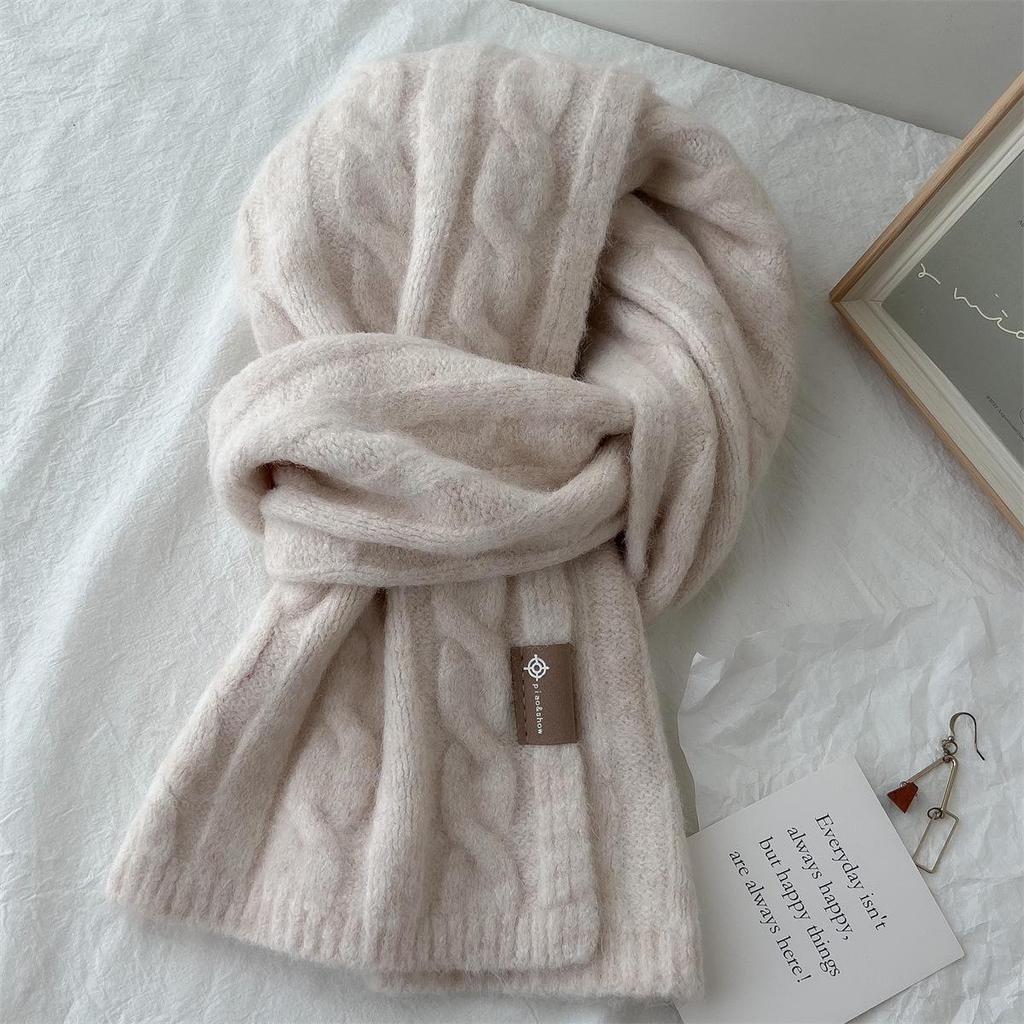 Korean Retro Pattern Wool Blend Scarf - Warm, All-Match, Unisex Winter Neckwear