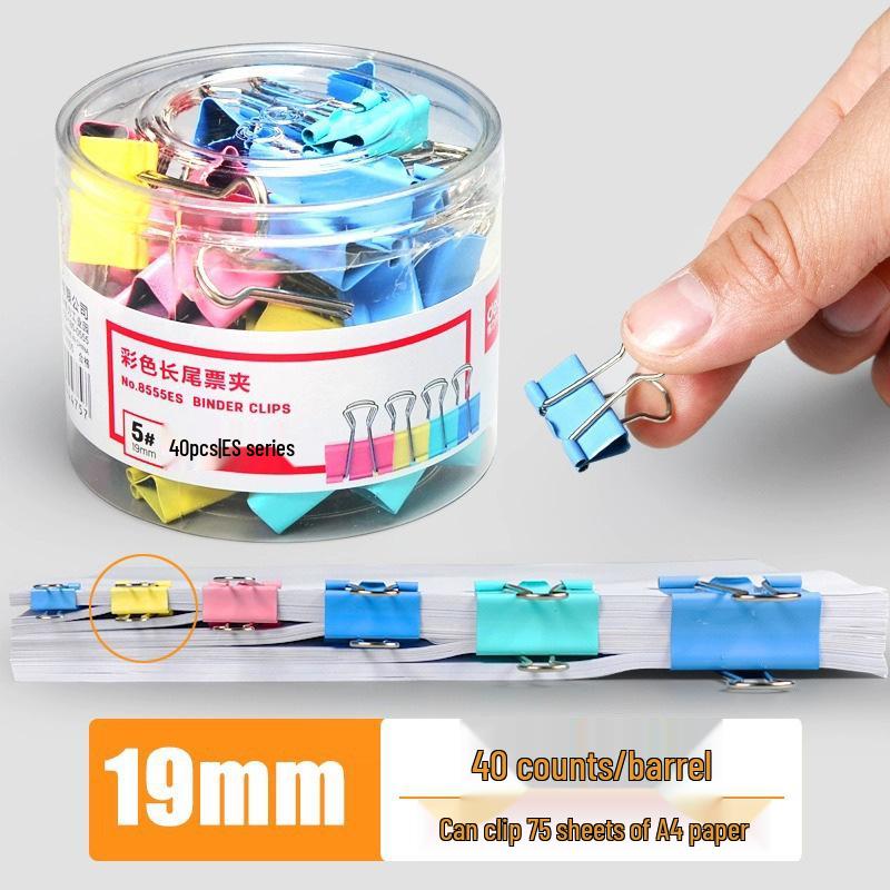 Deli Color Swallowtail Document Clips for 1-6# - Large, Medium, Small Iron Clips