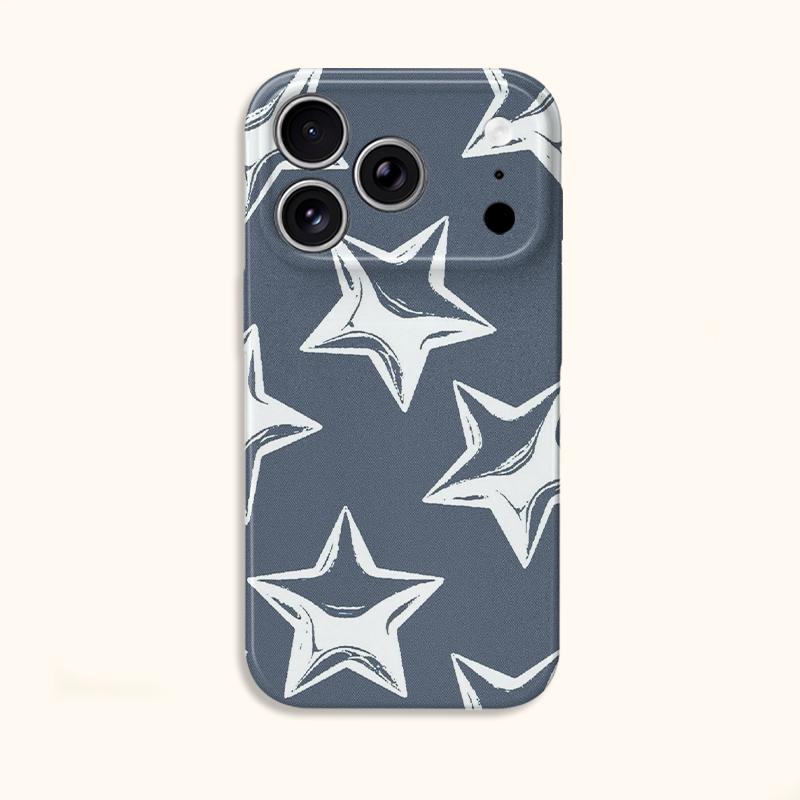 Sketchy Doodle Star Hand Drawn Gray Graphic Art Film Aesthetic Protective Shockproof Bumper Phone Case Cover For iPhone 14 15 16 Pro Max Plus
