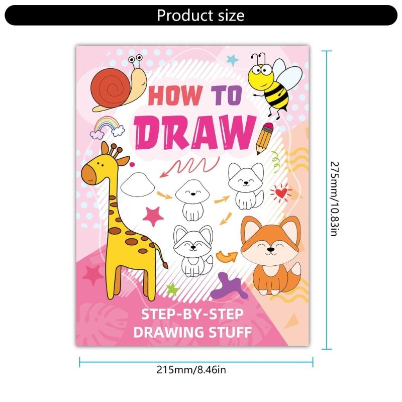 Schritt-für-Schritt-Zeichnungsbuch Lieblich Pädagogisch Frühes Lernen Essen Tier-Themen Malbuch Einfach zu Zeichnen