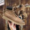Bottes d'extérieur style britannique pour hommes 2024 Nouvelles Bottines en cuir véritable Hautes à lacets Chaussures en cuir Mode Travail Antidérapantes