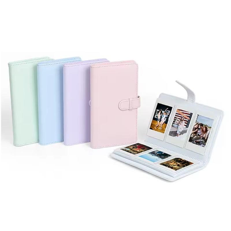 108 Fächer 3 Zoll Mini-Fotoalbum PU-Leder Filmkamera Bilderbuch Stempelkarte Aufbewahrungstasche Sammleralbum