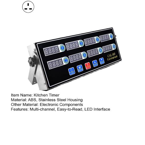 Mutfak Zamanlayıcısı Paslanmaz Çelik Kasa Dijital Geri Sayım Zamanlayıcısı 8 Kanallı LED Ekranlı Profesyonel Hesaplayıcı Zamanlayıcı