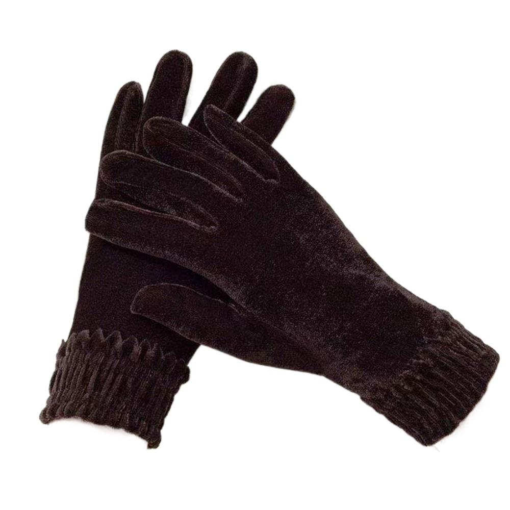 Fashion Thick Velvet Gloves Solid Color Full Finger Mittens Riding Driving Gloves Autumn Winter