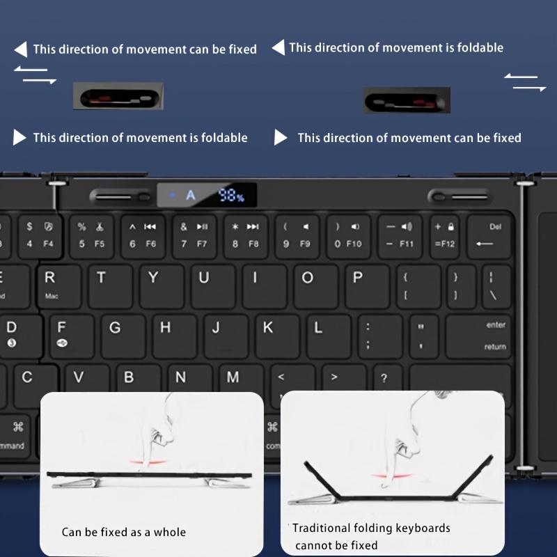 Wireless Folding Keyboard with Backlight RGB Foldable Bluetooth Keyboard with Touchpad Travel Keyboard for iOS Android Mac OS