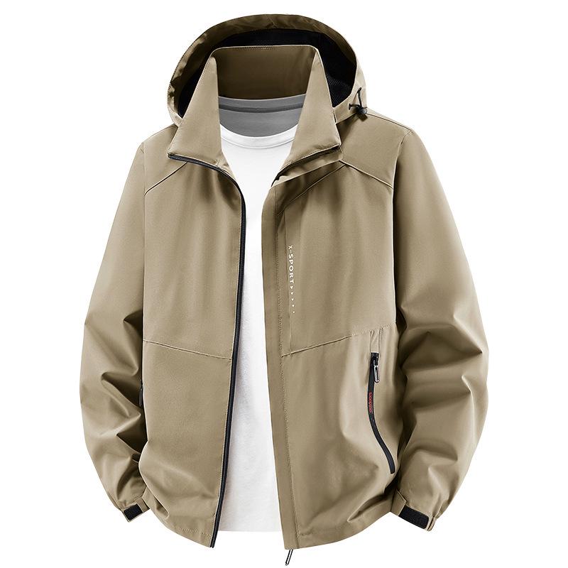 Men's Casual Hooded Windbreaker Jacket - Breathable, Loose Fit, Plus Size, for Spring and Autumn