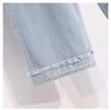 Summer Korean Style Plus Size Wide-Leg Women's Jeans - High-Waisted, Elastic Waist, Cuffed Loose Fit