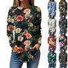 Women's  Loose Casual Flower Printed Round Neck Long Sleeved T Shirt Top Pullover Long Sleeved Sweatshirt