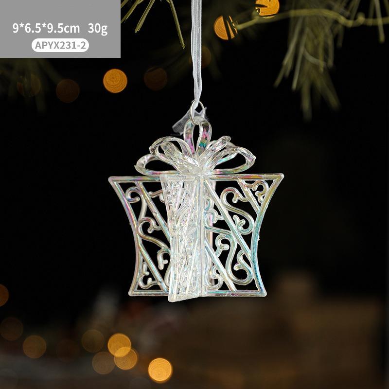 1pc New Christmas Tree Pendant Transparent Pumpkin Car Creative Bells Angel Girl Christmas Acrylic Decoration Supplies