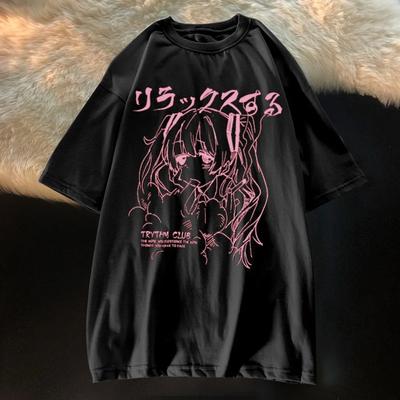 Dámské Oblečení Dámské tričko Y2k Japonské Harajuku Grafika Kawaii Trička Anime Print Oversized Tričko Velké velikosti Grunge Top