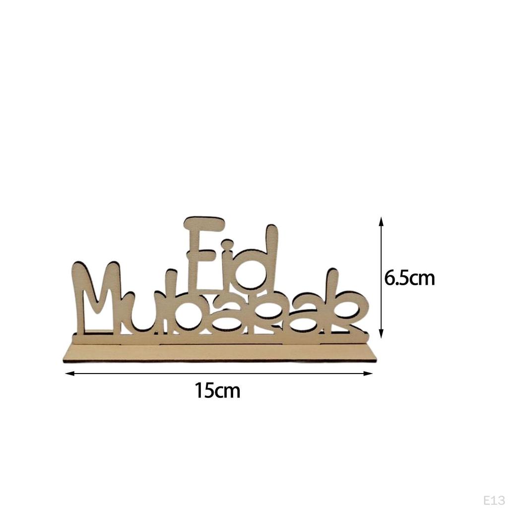 Creative Eid Mubarak Decoration, Islamic Muslim Ramadan Ornament Art Crafts Wooden Slice DIY for