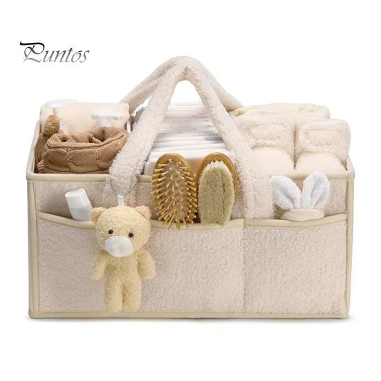 

Контейнер для детских подгузников с ручкой, несколько отделений, большая вместимость, переносной контейнер для детских подгузников, сумка-органайзер для хранения белый