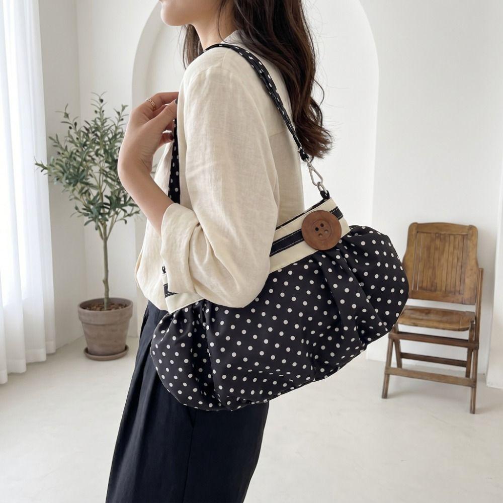 Cute Nylon Crossbody Bag Canvas Printing Handbag Sweet Polka Dot Shoulder Bag Ladies
