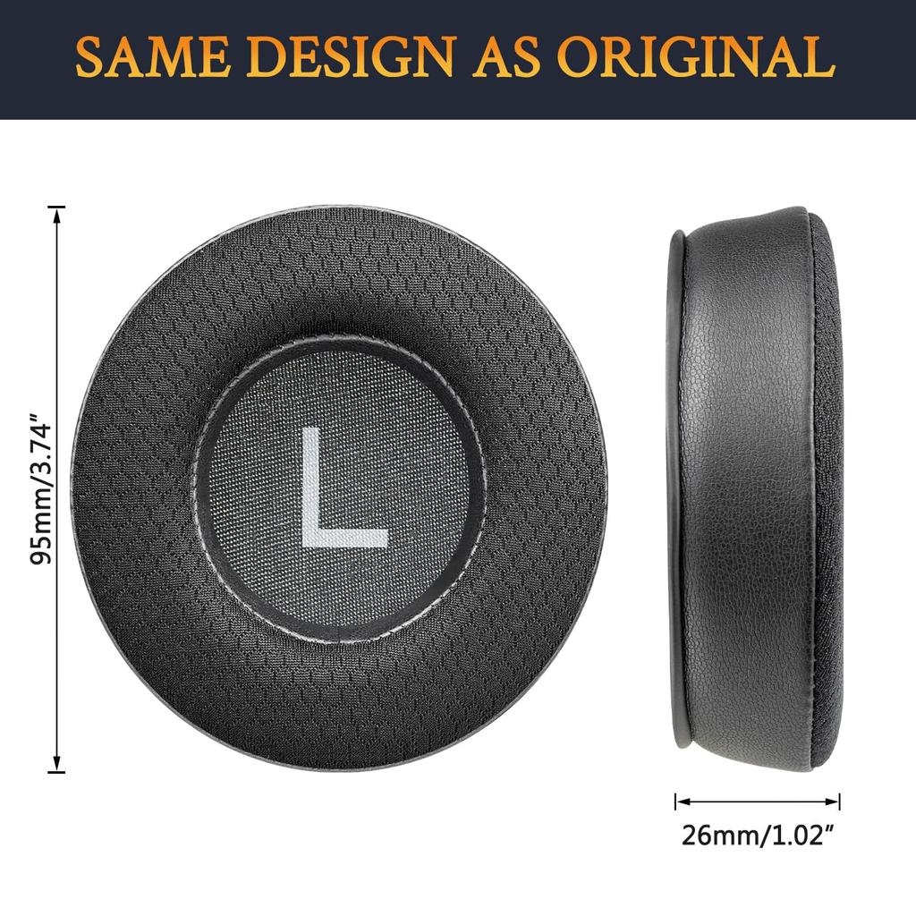 SOULWIT 90mm Mesh Ear Pads for JBL Synchros E50, E50BT, S500, S700 Wireless Headsets, Replacement Ear Cushions, Noise Isolating Foam Pads (Black)