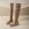 Over-knee boots Women's thick-soled inner height increase Merad long-tube boots thick-soled large-tube circumference widened fat mm large size velvet