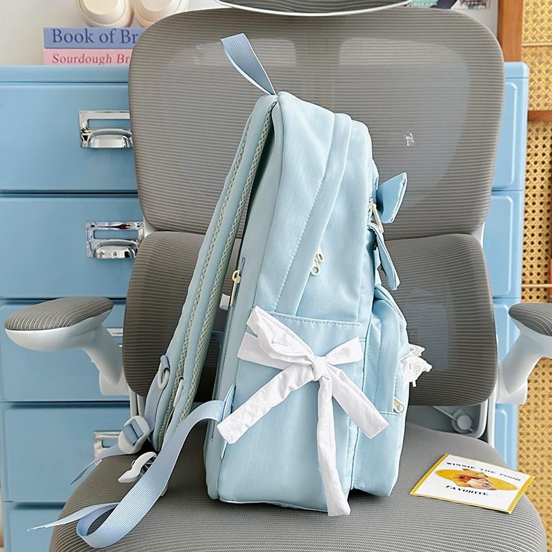 Mochila Escolar de Estudiante con Encaje de Lazo Gran Capacidad para Mujer