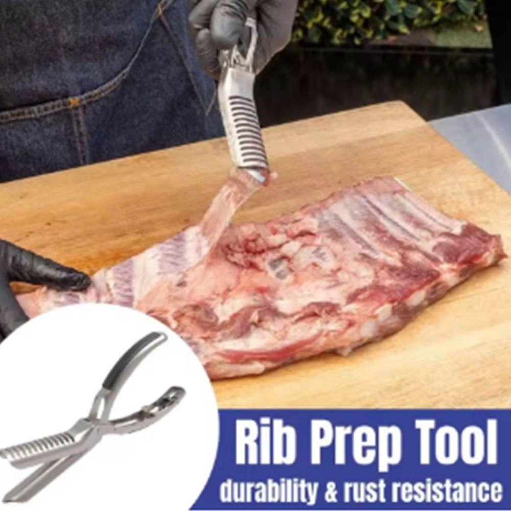 Stainless Steel Rib Membrane Remover Ergonomic Non-Slip Grip Rib Skinner  Chef Use