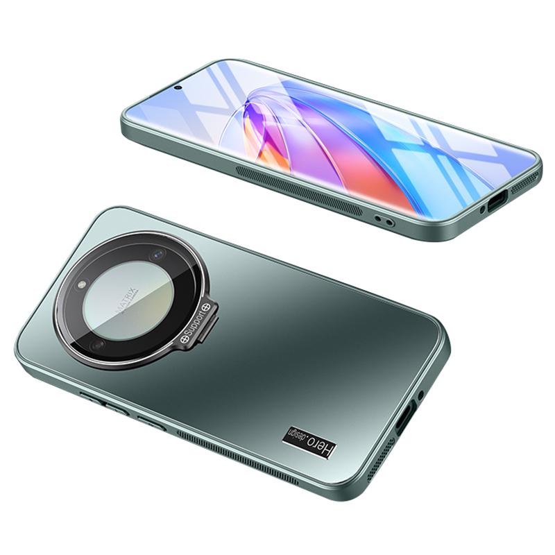 

For Honor X40 5G/X9a 5G/Magic5 Lite 5G Case Hidden Kickstand TPU+PC Phone Back Shell Cyan