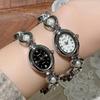 Luxury Ladies Watches Gold Silver Small Oval Dial Pearl Bracelet Clock For Women Lady Dress Quartz Wristwatch Relogio Feminino