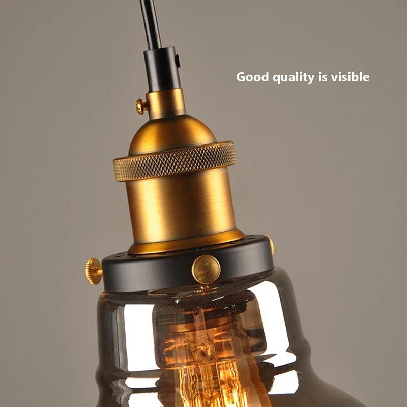 Vintage LED Pendelleuchten Glas Hängelampe Loft Leuchte Esszimmer Küche Innendekor Schlafzimmer Rauchgrau Bernstein Klar