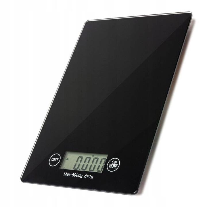 Waga Kuchenna Elektroniczna Czarna Szklana Lcd Cyfrowa Dokładna Płaska 5Kg