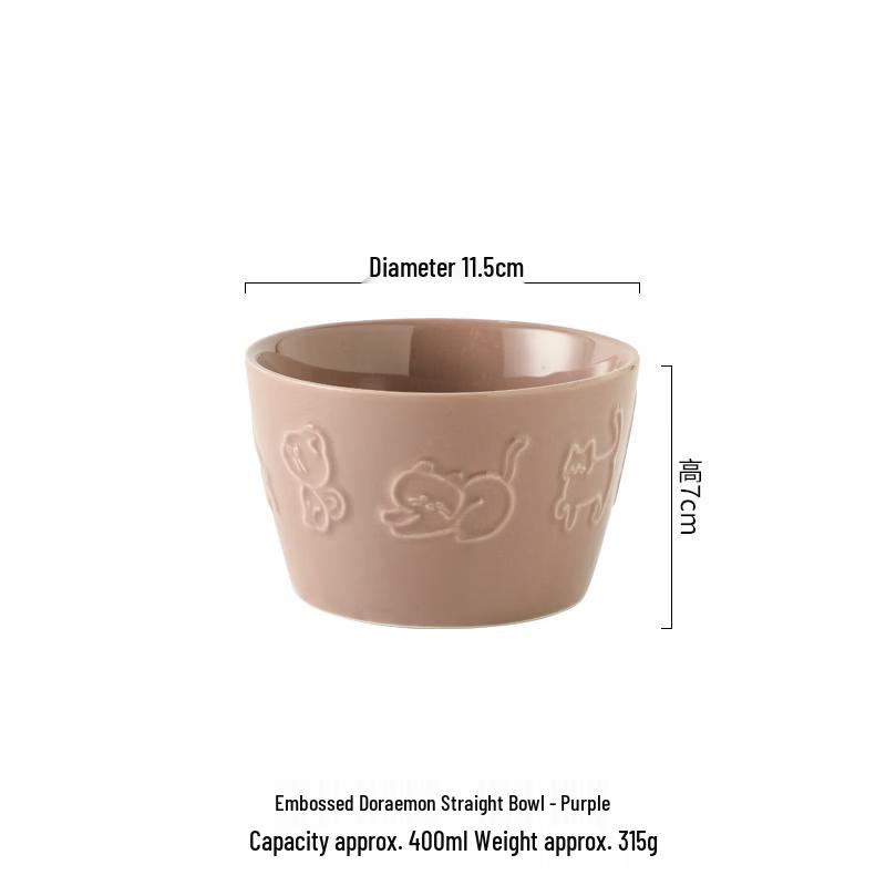 ZISIZ Cartoon Ceramic Embossed Breakfast Bowl