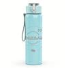 1PC Thin faded vintage text sketch print 750ml colorful plastic sports water bottle leakproof pop up lid with straw for outdoor work home use
