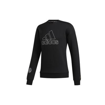 adidas Logo Print Sports Pullover Hoodie Men Tops Black FU6222