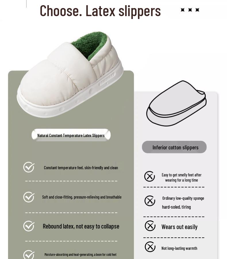 Women's and Men's Winter Non-Slip Thick Sole Cotton Slippers – Waterproof, Warm, Heel-Covering Indoor Shoes