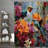 Hummingbird Floral Shower Curtain, Bathroom Decorative Shower Curtain, Waterproof Shower Curtain with Hooks