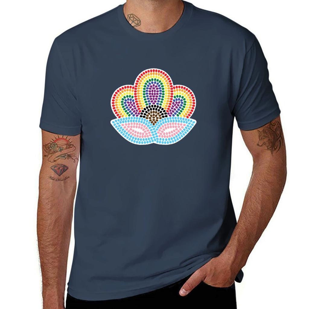Beaded Pride Flower On Black Tshirt Sport Basic Moisture Wicking Tee