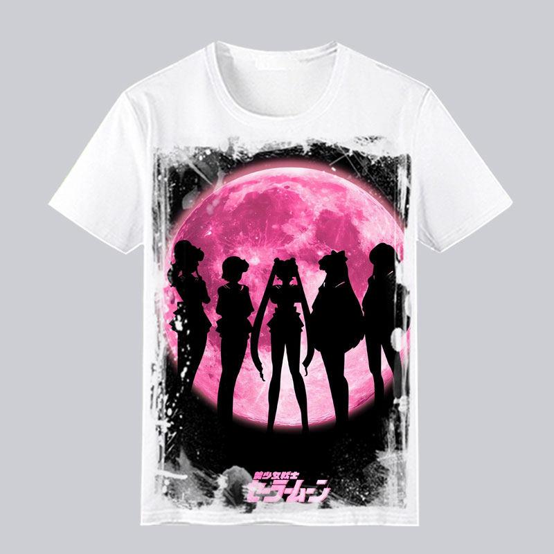 Japanese Girl Warrior Short Sleeved Tshirt for Womens Summer Water Ice Moon Rabbit Anime Peripheral Casual Half Sleeved