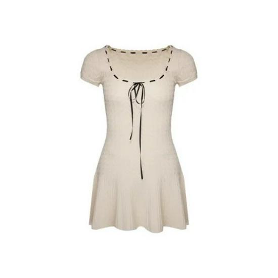 

Летнее облегающее платье в студенческом стиле из ледяного шелка - Мини-юбка А-силуэта с высокой талией One Size [Recommended for up to 125 lbs] абрикосовый